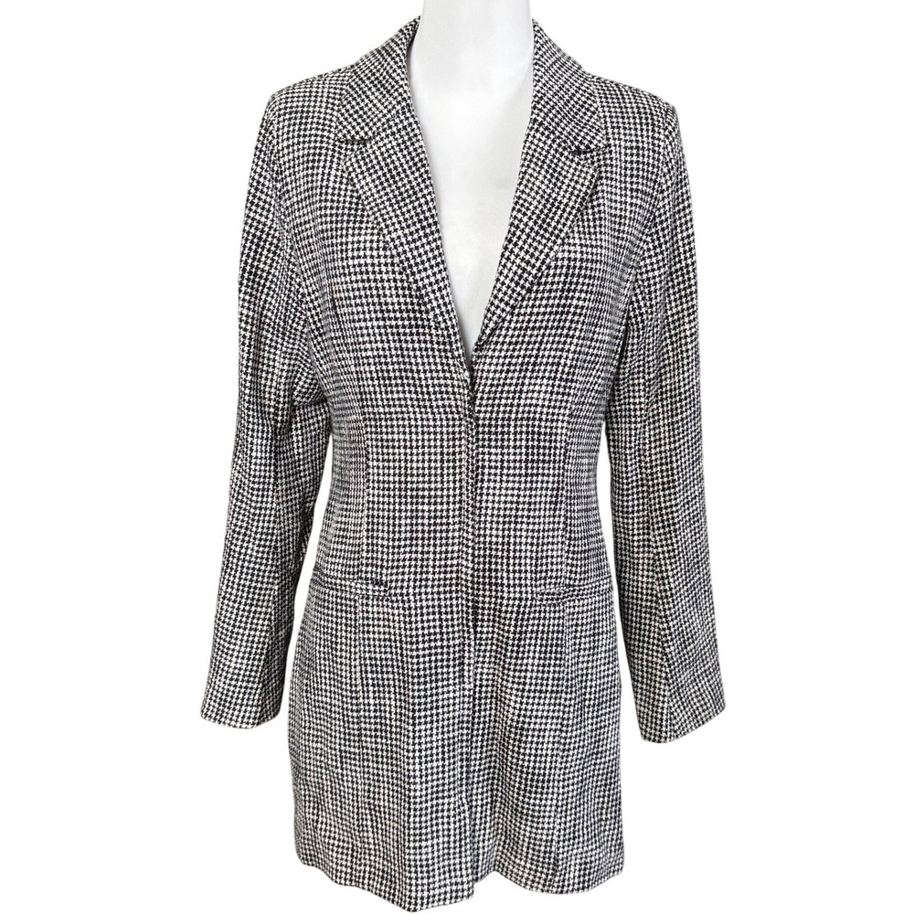 Abercrombie & Fitch A&F Black White Tweed Houndstooth Blazer Dress Size S Preppy